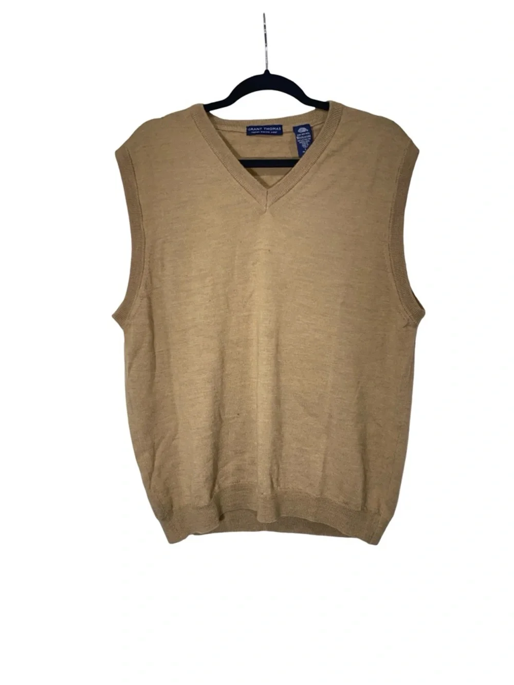 Men's V-Neck Sweater Vest in Camel - Picture 2 of 5
